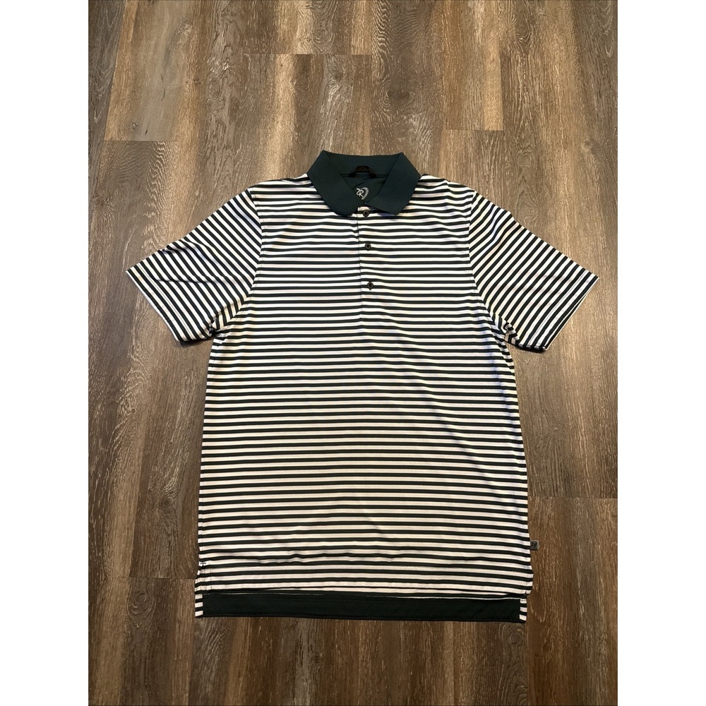 Zero Restriction Polo Shirt Mens M Green Stripe  Tour Series Golf Performance